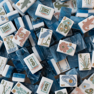 Juego de Mahjong Americano de 160 Piezas, Fichas de Mahjong de 2 Capas con Diseño Acuático, Grabadas en Acrílico, Regalo de Lujo - Product Image 1