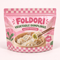 Kemasan Kantong Khusus untuk Pangsit Sayuran dengan Resleting yang Dapat Ditutup Kembali dan Kantong Kemasan Makanan Biodegradable untuk Label Pribadi