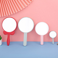 Nuevo Producto, Espejo de Mano en Cuatro Tamaños, Múltiples Colores, Espejos Pequeños de Maquillaje para Estudiantes con Decoración de Lazo