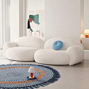 Sofá Modular <span class=keywords><strong>de</strong></span> Lujo Moderno, Combinable, Tapizado en Terciopelo Estilo Teddy Color Crema, para Sala <span class=keywords><strong>de</strong></span> Estar - Product Image 2