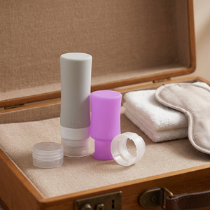 Mini tubes de lotion à sauce en silicone transparent de 60ml 1oz sans BPA bouteille de toilette de voyage en silicone souple réutilisable anti-fuite écologique - Product Image 1