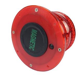 लाल एम्बर सौर समुद्री बीकन प्रकाश, एलईडी नेविगेशन चेतावनी ब्लिंकर प्रकाश, चुंबक निविड़ अंधकार हवाई अड्डे यातायात चेतावनी प्रकाश - Product Image 3
