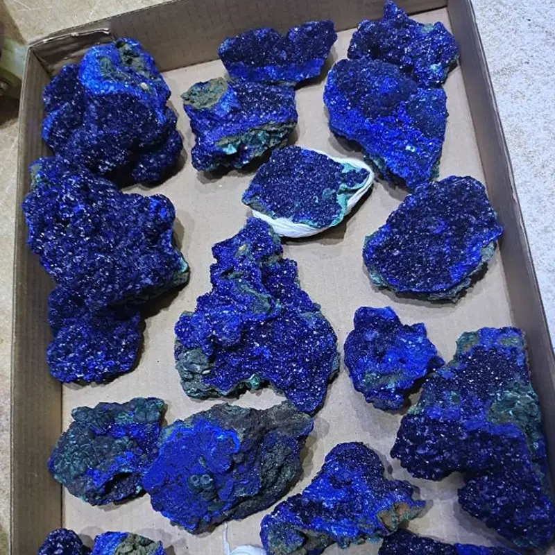 Espécie de cristal mineral para decoração, <span class=keywords><strong>pedra</strong></span> azul-cru natural para cura de azurite, quartzo áspero