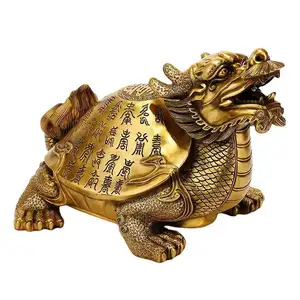 Bán Buôn High End Dragon Rùa Đứng Brass Điêu Khắc Bảng Quà Tặng Trung Quốc Cho Người Cao Tuổi