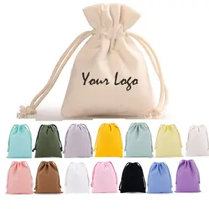 Personalized Natural White Washable Cheap Canvas Cotton Drawstring Bag With Double Cotton String Round Bottom