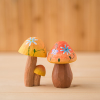 Doux mignon sculpté à la main champignon ornements créatif gravure sur bois pour la décoration intérieure cadeaux bureau bureau accessoires décoratifs