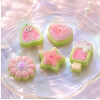 Breloques en résine vertes et roses, motifs fruits et fleurs, brillantes, pour décoration DIY de coques de téléphone et pinces à cheveux