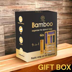 Groothandel Custom <span class=keywords><strong>2</strong></span>-In-1 Compatibele Bamboe Huishoudfolie Dispensers Aluminiumfolie Verpakking Opslag Laden Keuken Opbergdozen - Product Image 6