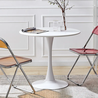 Vente en gros Ensembles de table tulipe blanche brillante ronde en MDF Table basse Table tulipe