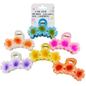 Pinzas de Pelo con Diseño de Tres Flores Coloridas de 10 cm para Mujer, Accesorios de Moda para el Cabello - Product Image 5