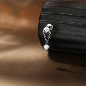 Orecchino a Perno in <span class=keywords><strong>Argento</strong></span> Sterling S925 Placcato Rodio con Moissanite VVS, Ipoallergenico per Cartilagine ed Elice - Product Image 6