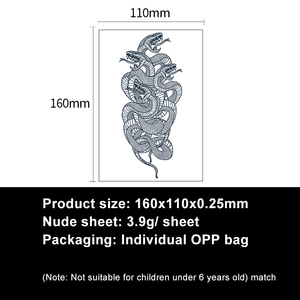<span class=keywords><strong>Tatuajes</strong></span> Temporales de Serpiente para el Cuerpo, Adhesivos de <span class=keywords><strong>Tatuajes</strong></span> Semipermanentes, Diseño Artístico para Brazos - Product Image 3
