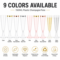 Flûtes à champagne jetables en plastique avec logo personnalisé, élégantes coupes à vin sur pied pour la décoration de fêtes et les rassemblements quotidiens