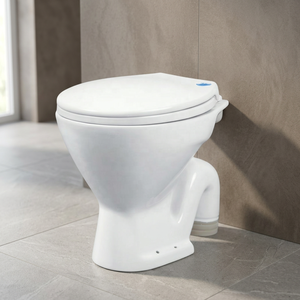 WC carré en céramique blanche avec siphon en S, toilettes européennes à poser au sol, équipement sanitaire - Product Image 1