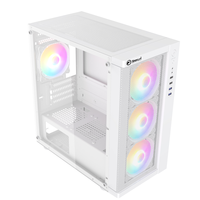 PC durumda M-ATX orta kule temperli cam beyaz renk yatay oyun bilgisayarı vaka
