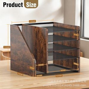 Wooden Office <b>File</b> <b>Storage</b> Rack 5 Tier Mail Envelope Shelf Desk Organizer for Office Supplies and Miscellaneous Items - Product Image 2