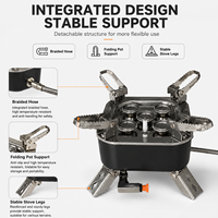Réchaud à gaz portable en acier inoxydable, type split, pour pique-nique en extérieur, avec design pliable, résistant au vent, capacité 3-5 personnes
