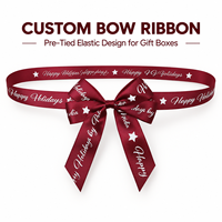 Ruban en satin personnalisé pour Noël, nœuds pré-noués avec élastique pour emballage de boîtes cadeaux, décoration de fêtes, vente en gros