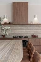 Dalles de travertin gris argenté de qualité supérieure, fabriquées en Italie, découpées, imperméables, écologiques, pour salle de bain, cuisine, meuble-lavabo, îlot de table, plan de travail