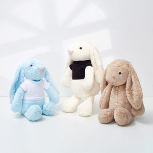 Promosi kualitas tinggi kustom lembut kelinci Plushie Shy Kelinci mewah mainan kelinci Logo kustom dengan kemeja - Product Image 4