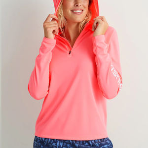 เสื้อตกปลาแบบแห้งง่าย UPF 50 + สีทึบเสื้อสีชมพู UPF 50เสื้อมีฮู้ดแขนยาวเสื้อตกปลาสำหรับผู้หญิงโลโก้ที่กำหนดเอง - Product Image 1