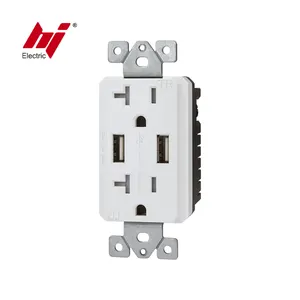 UL CUL soket dinding 120V 20A 60HZ, soket dinding dengan pengisi daya usb