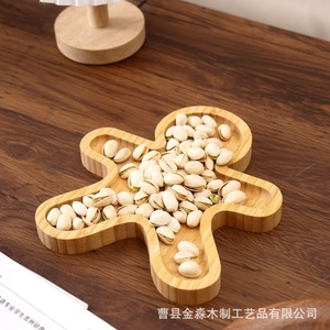 Plateau de service en bois personnalisé en forme d'homme en pain d'épices 20x17x2cm pour desserts, collations et décorations de fête - Product Image 3