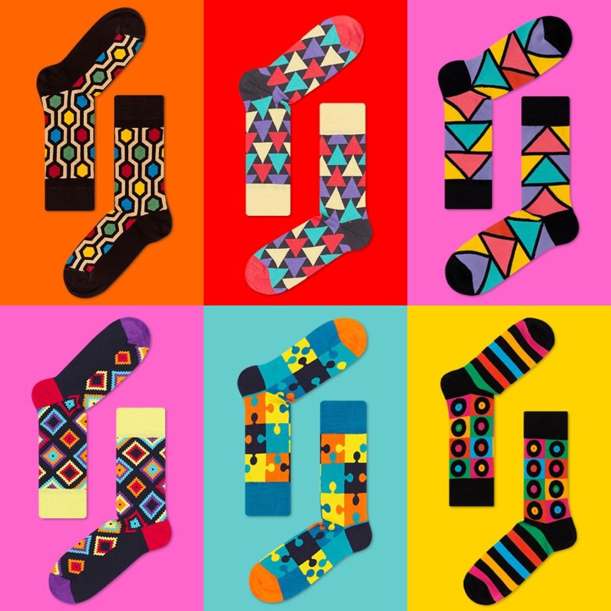 Graficos geometrico jacquard Homens Meias Personalizadas Meias por atacado Colorido
