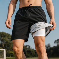 Logo personnalisé doublure de compression double couche poches athlétique sport vêtements de fitness 2 en 1 shorts de gymnastique pour hommes grande taille maillot de bain