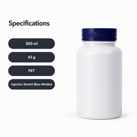 Flacon vide en PET pour compléments alimentaires 300 ml, flacon en plastique pour pilules de vitamines avec bouchon à languette, conteneur inviolable pour capsules et comprimés