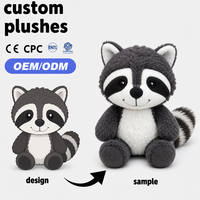 Boneka Raccoon Plush ODM Grosir, Boneka Hewan Hutan Lucu dengan Ekor Besar, Isi Kapas PP untuk Dekorasi Rumah, Layanan OEM