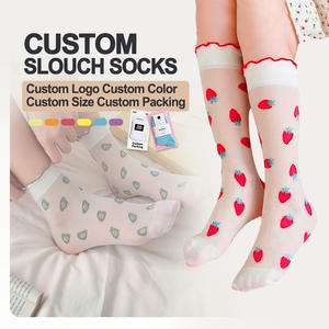 Calcetines de Verano de Malla Transparente para Mujer, Calcetines de Encaje Transparentes hasta el Tobillo, con Diseño de Frutas Coloridas, Calcetines Cortos Finos de Seda - Product Image 1