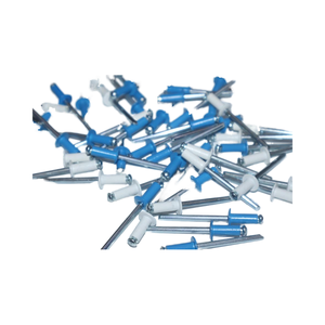 Kit de 100 Remaches 4.8x12 Fiore para Matrículas de Coche y Moto, 60 Azules, 40 Blancos, Surtidos, Resistentes, de Acero Galvanizado con Zinc - Product Image 1
