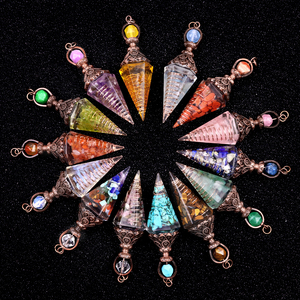 Pendule en résine de cuivre antique avec cristal naturel, pendule hexagonal en résine, pendentif chakra en cristal de cuivre, vente en gros - Product Image 3