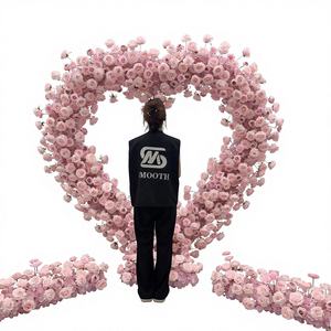 Arche en forme de cœur en soie artificielle lisse pour mariage avec toile de fond, taille 1,8-2,4 m, couleurs personnalisables - Product Image 1