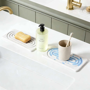 2 piezas de posavasos de diatomita absorbentes de agua, alfombrillas de piedra de secado rápido, bandejas de piedra <span class=keywords><strong>para</strong></span> secado, bandeja <span class=keywords><strong>para</strong></span> jabón, utilizadas <span class=keywords><strong>para</strong></span> jabones de manos - Product Image 4