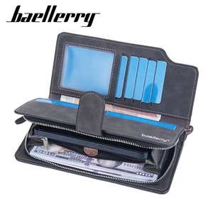 <span class=keywords><strong>Portefeuille</strong></span> long vintage Baellerry pour <span class=keywords><strong>homme</strong></span> avec gravure personnalisée, grande capacité, porte-monnaie masculin avec fermoir, porte-cartes et pince à billets - Product Image 4