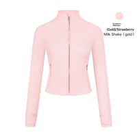 En stock, veste courte de yoga et de course pour femmes, coupe ajustée, extensible, respirante, légère, en spandex/nylon