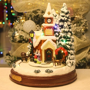 Bán buôn handmade giáng sinh làng nhựa Thủ công mỹ nghệ với ánh sáng <span class=keywords><strong>LED</strong></span> và di chuyển vận chuyển cho trang trí lễ hội - Product Image 4