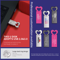 Logotipo personalizado Love Heart USB Memory Flash Drive 2,0/3,0 Key Pen Disk Card Metal Pendrives 4GB 8GB 16GB 32GB 64GB 128GB Tamaños usados