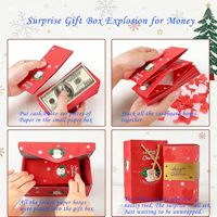 Boîte Cadeau Surprise Explosive pour Argent, Boîte à Argent Pliante Unique pour Cadeau en Espèces, Boîte Cadeau Surprise de Noël avec Sac Cadeau