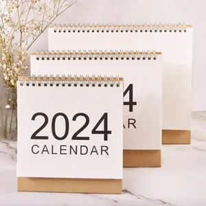 Hete Verkoop 2024 Bureaukalender Retro Eenvoudige Kantoorkalender Bureaublad Decoratie Kraftpapier Tafel Kalender Planner