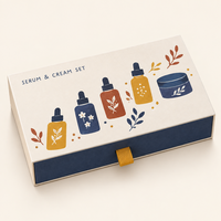 Boîte cadeau personnalisée beige recyclable de style tiroir, boîte en carton rigide de luxe pour soins de la peau avec logo