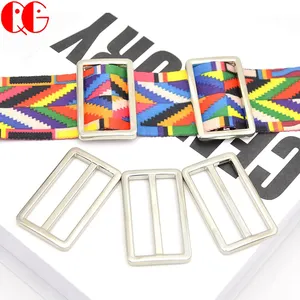 Metal Tri-Glide Slider Anel Belt Buckles DIY Craft Acessório Ajustador Curvo Prateado Liga De Zinco Filé Retângulo Fivela