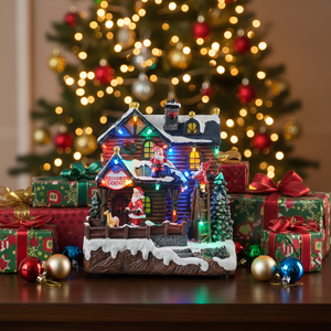 Grossiste en résine village de noël <span class=keywords><strong>d</strong></span>écorations de Noël cadeau de Noël avec lumière LED 8 chansons musicales et fonction mouvement - Product Image 2