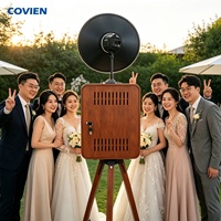 Support en bois pour machine photo d'événements avec écran tactile, anneau lumineux LED et support d'imprimante pour appareil photo reflex numérique