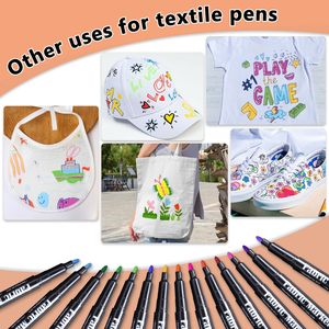 Marcadores de Tela No Tóxicos Personalizados por el Fabricante, 24 Colores, Puntas Planas Oblicuas, Tinta Permanente a Base de Agua para Ropa y Zapatos - Product Image 3
