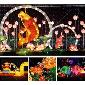 فانوس أسماك حمراء مزينة بضوء التقليد الصيني ، فوانيس أسماك حمراء مرسومة يدويًا ، فوانيس أسماك حيوانية ليد للعام القمري الجديد