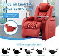 Canapé inclinable électrique en cuir pleine fleur Weilianda Home Theater avec repose-tête, table de plateau, chargeur USB et porte-gobelet