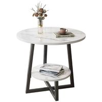 Petite table basse ronde à 2 niveaux pour salon, motif rocheux luxueux, pour canapé